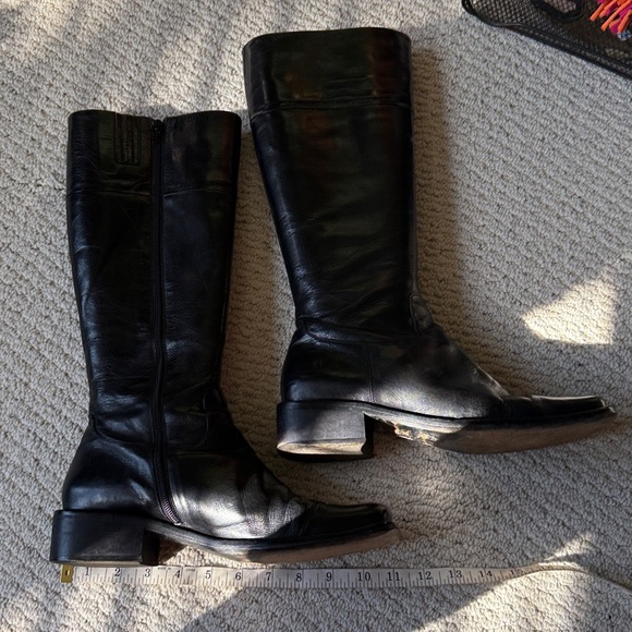 Charles David “Reider” Black Leather Side Zip High Shaft Square Toe Boots - Picture 11 of 15